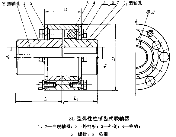 ZL型弹性柱销齿式联轴器图纸